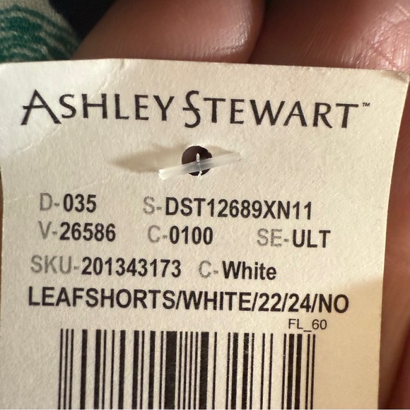 Ashley Stewart Blue and Yellow Leaf Print Off-Shoulder High-Low Top SKU0239 - Picture 9 of 11